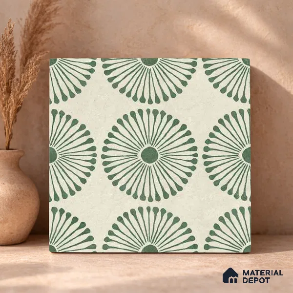 Moroccan Wall & Floor Highlighter 2 Tile TL 11191 Sage Radiance 1 ft x 1 ft Ceramic Matte Finish Tile - 10 mm | Suitable For Kitchen, Bathroom, Balcony