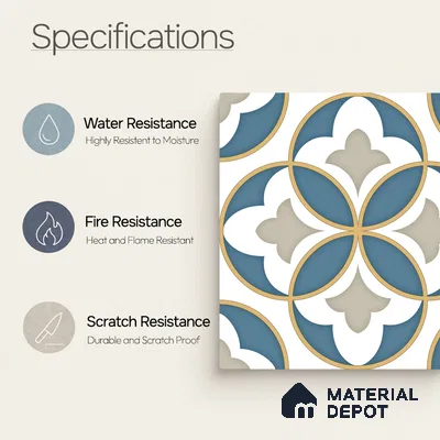 Moroccan Wall & Floor Tile TL 11125 Azure Fleur 1 ft x 1 ft Ceramic Matte Finish Tile - 10 mm | Suitable For Kitchen, Bathroom, Balcony