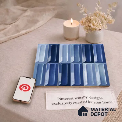 Faux Subway Wall Tile TL 11293 Azure Prism 1 ft x 1 ft Ceramic Glossy Finish Tile - 10 mm | Suitable For Bathroom, Balcony & Kitchen Backsplash (Sample)