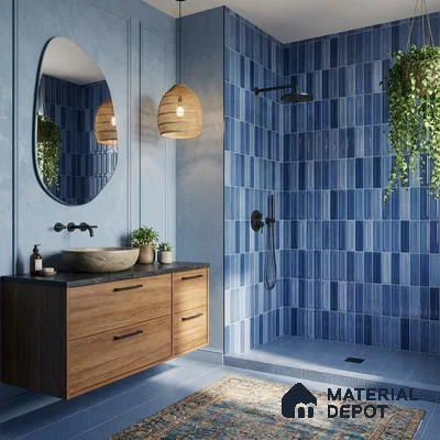Faux Subway Wall Tile TL 11293 Azure Prism 1 ft x 1 ft Ceramic Glossy Finish Tile - 10 mm | Suitable For Bathroom, Balcony & Kitchen Backsplash (Sample)