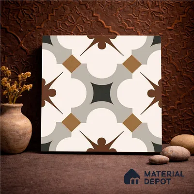 Moroccan Wall & Floor Tile TL 11112 Moorish Crest 1 ft x 1 ft Ceramic Matte Finish Tile - 10 mm | Suitable For Kitchen, Bathroom, Balcony