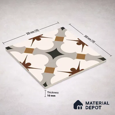 Moroccan Wall & Floor Tile TL 11112 Moorish Crest 1 ft x 1 ft Ceramic Matte Finish Tile - 10 mm | Suitable For Kitchen, Bathroom, Balcony