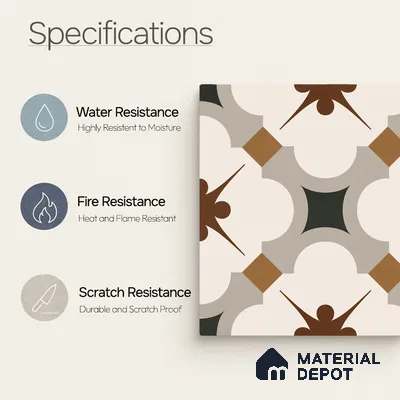 Moroccan Wall & Floor Tile TL 11112 Moorish Crest 1 ft x 1 ft Ceramic Matte Finish Tile - 10 mm | Suitable For Kitchen, Bathroom, Balcony