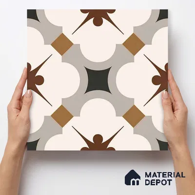 Moroccan Wall & Floor Tile TL 11112 Moorish Crest 1 ft x 1 ft Ceramic Matte Finish Tile - 10 mm | Suitable For Kitchen, Bathroom, Balcony