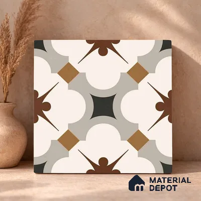 Moroccan Wall & Floor Tile TL 11112 Moorish Crest 1 ft x 1 ft Ceramic Matte Finish Tile - 10 mm | Suitable For Kitchen, Bathroom, Balcony