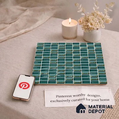 Faux Subway Wall Tile TL 11326 Emerald Prism 1 ft x 1 ft Ceramic Glossy Finish Tile - 10 mm | Suitable For Bathroom, Dining Area, Kitchen Backsplash