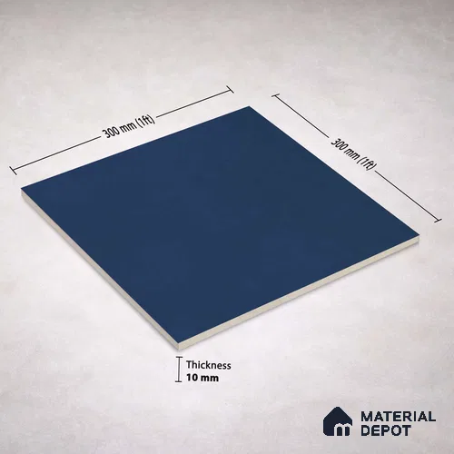 Plain Wall & Floor Base Tile TL 11130 Indigo Coast 1 ft x 1 ft Ceramic Matte Finish Tile - 10 mm | Suitable For Bathroom, Balcony & Kitchen Backsplash