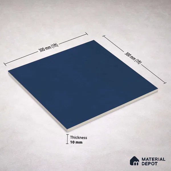 Plain Wall & Floor Base Tile TL 11130 Indigo Coast 1 ft x 1 ft Ceramic Matte Finish Tile - 10 mm | Suitable For Bathroom, Balcony & Kitchen Backsplash