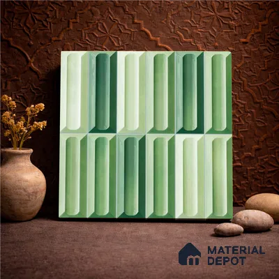 Faux Subway Wall Tile TL 11294 Verdant Prism 1 ft x 1 ft Ceramic Glossy Finish Tile - 10 mm | Suitable For Bathroom, Balcony & Kitchen Backsplash