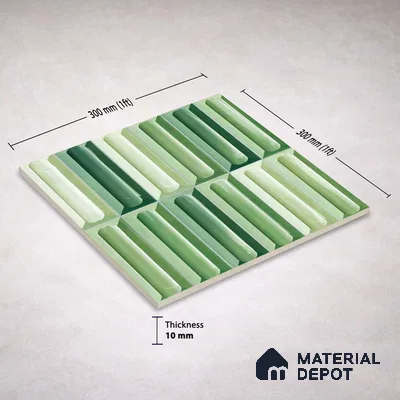 Faux Subway Wall Tile TL 11294 Verdant Prism 1 ft x 1 ft Ceramic Glossy Finish Tile - 10 mm | Suitable For Bathroom, Balcony & Kitchen Backsplash