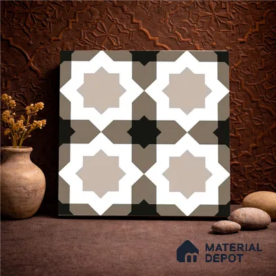 Moroccan Wall & Floor Tile TL 11114 Moorish Star 1 ft x 1 ft Ceramic Matte Finish Tile - 10 mm | Suitable For Kitchen, Bathroom, Balcony
