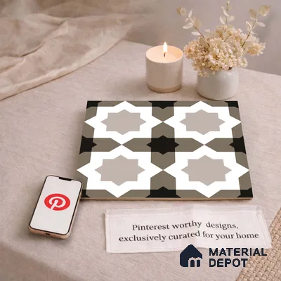Moroccan Wall & Floor Tile TL 11114 Moorish Star 1 ft x 1 ft Ceramic Matte Finish Tile - 10 mm | Suitable For Kitchen, Bathroom, Balcony