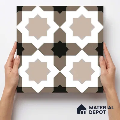 Moroccan Wall & Floor Tile TL 11114 Moorish Star 1 ft x 1 ft Ceramic Matte Finish Tile - 10 mm | Suitable For Kitchen, Bathroom, Balcony
