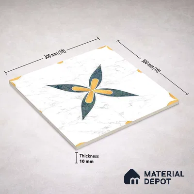 Moroccan Carving Wall & Floor Tile TL 11670 Regal Petal 1 ft x 1 ft Ceramic Carving Matte Finish Tile - 10 mm | Suitable For Bathroom, Dining Area, Kitchen