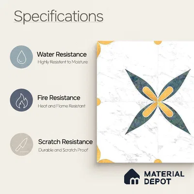 Moroccan Carving Wall & Floor Tile TL 11670 Regal Petal 1 ft x 1 ft Ceramic Carving Matte Finish Tile - 10 mm | Suitable For Bathroom, Dining Area, Kitchen