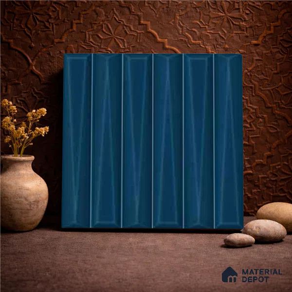 Faux Subway Wall Tile TL 11338 Prism Indigo 1 ft x 1 ft Ceramic Glossy Finish Tile - 10 mm | Suitable For Bathroom, Dining Area, Kitchen Backsplash