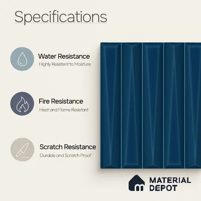 Faux Subway Wall Tile TL 11338 Prism Indigo 1 ft x 1 ft Ceramic Glossy Finish Tile - 10 mm | Suitable For Bathroom, Dining Area, Kitchen Backsplash