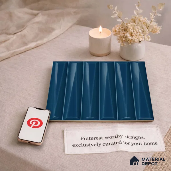 Faux Subway Wall Tile TL 11338 Prism Indigo 1 ft x 1 ft Ceramic Glossy Finish Tile - 10 mm | Suitable For Bathroom, Dining Area, Kitchen Backsplash