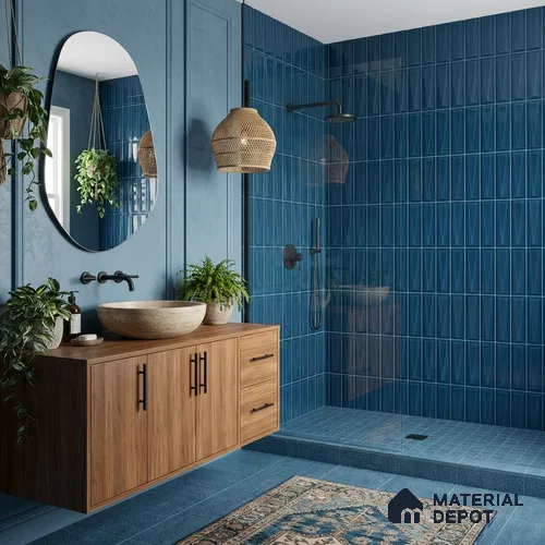 Faux Subway Wall Tile TL 11338 Prism Indigo 1 ft x 1 ft Ceramic Glossy Finish Tile - 10 mm | Suitable For Bathroom, Dining Area, Kitchen Backsplash