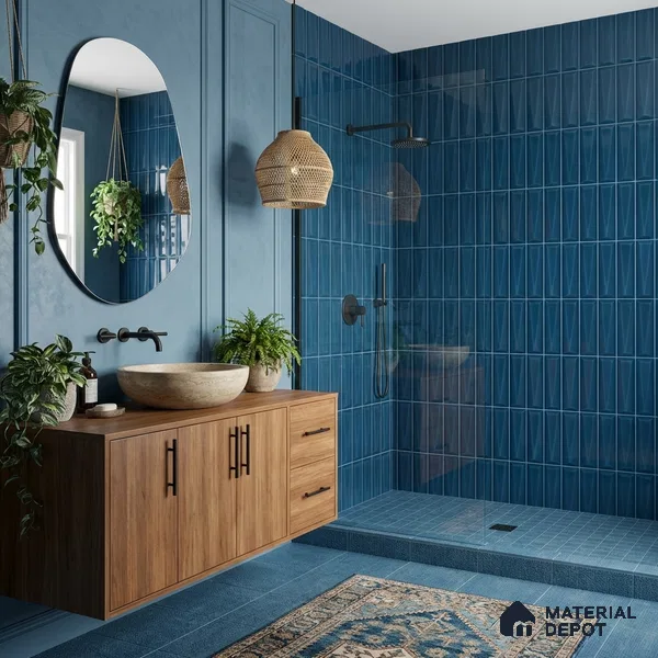 Faux Subway Wall Tile TL 11338 Prism Indigo 1 ft x 1 ft Ceramic Glossy Finish Tile - 10 mm | Suitable For Bathroom, Dining Area, Kitchen Backsplash