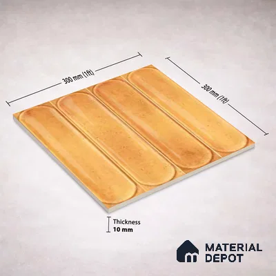 Faux Subway Wall Tile TL 11330 Amber Pillar 1 ft x 1 ft Ceramic Glossy Finish Tile - 10 mm | Suitable For Bathroom, Dining Area, Kitchen Backsplash