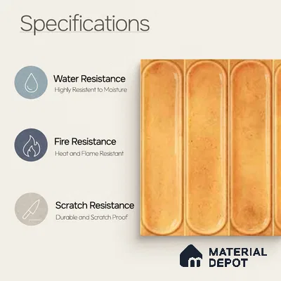 Faux Subway Wall Tile TL 11330 Amber Pillar 1 ft x 1 ft Ceramic Glossy Finish Tile - 10 mm | Suitable For Bathroom, Dining Area, Kitchen Backsplash