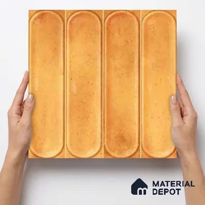 Faux Subway Wall Tile TL 11330 Amber Pillar 1 ft x 1 ft Ceramic Glossy Finish Tile - 10 mm | Suitable For Bathroom, Dining Area, Kitchen Backsplash