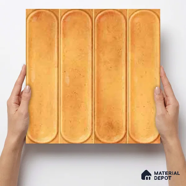 Faux Subway Wall Tile TL 11330 Amber Pillar 1 ft x 1 ft Ceramic Glossy Finish Tile - 10 mm | Suitable For Bathroom, Dining Area, Kitchen Backsplash