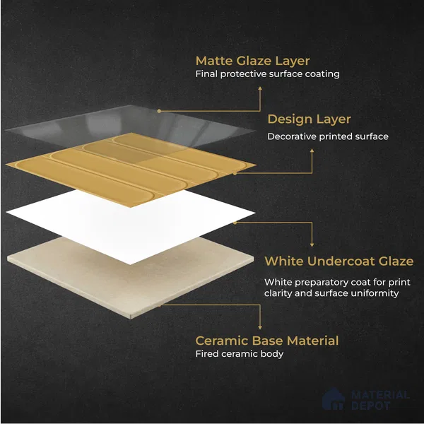 Faux Subway Wall Tile TL 11331 Golden Arcade 1 ft x 1 ft Ceramic Glossy Finish Tile - 10 mm | Suitable For Bathroom, Dining Area, Kitchen Backsplash