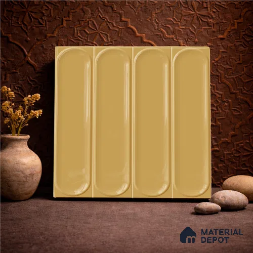 Faux Subway Wall Tile TL 11331 Golden Arcade 1 ft x 1 ft Ceramic Glossy Finish Tile - 10 mm | Suitable For Bathroom, Dining Area, Kitchen Backsplash