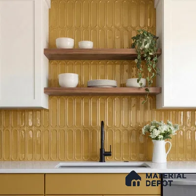 Faux Subway Wall Tile TL 11331 Golden Arcade 1 ft x 1 ft Ceramic Glossy Finish Tile - 10 mm | Suitable For Bathroom, Dining Area, Kitchen Backsplash