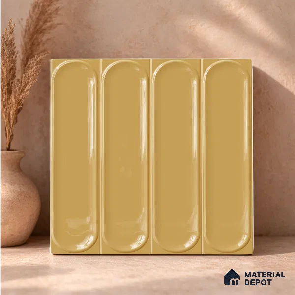 Faux Subway Wall Tile TL 11331 Golden Arcade 1 ft x 1 ft Ceramic Glossy Finish Tile - 10 mm | Suitable For Bathroom, Dining Area, Kitchen Backsplash