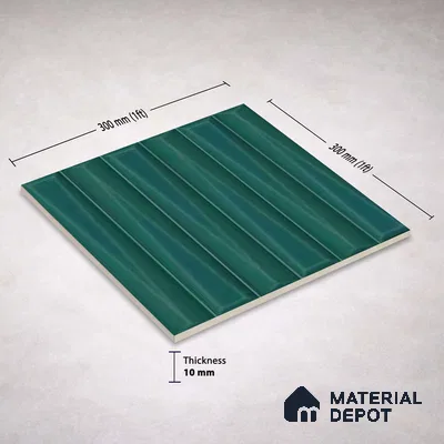 Faux Subway Wall Tile TL 11342 Teal Prism 1 ft x 1 ft Ceramic Glossy Finish Tile - 10 mm | Suitable For Bathroom, Dining Area, Kitchen Backsplash