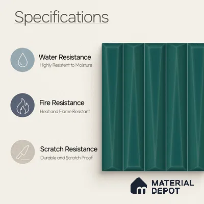 Faux Subway Wall Tile TL 11342 Teal Prism 1 ft x 1 ft Ceramic Glossy Finish Tile - 10 mm | Suitable For Bathroom, Dining Area, Kitchen Backsplash