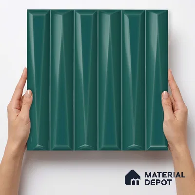 Faux Subway Wall Tile TL 11342 Teal Prism 1 ft x 1 ft Ceramic Glossy Finish Tile - 10 mm | Suitable For Bathroom, Dining Area, Kitchen Backsplash