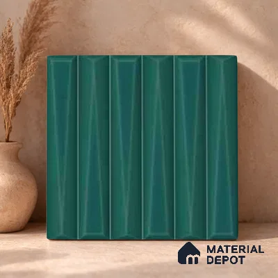 Faux Subway Wall Tile TL 11342 Teal Prism 1 ft x 1 ft Ceramic Glossy Finish Tile - 10 mm | Suitable For Bathroom, Dining Area, Kitchen Backsplash