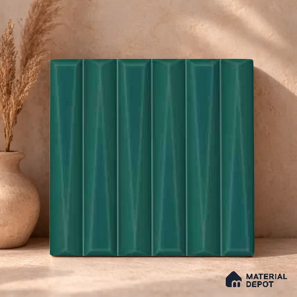 Faux Subway Wall Tile TL 11342 Teal Prism 1 ft x 1 ft Ceramic Glossy Finish Tile - 10 mm | Suitable For Bathroom, Dining Area, Kitchen Backsplash