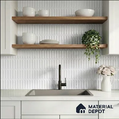 Faux Kitkat Subway Wall Tile TL 11306 Prism Arrow 1 ft x 1 ft Ceramic Glossy Finish Tile - 10 mm | Suitable For Bathroom, Dining Area, Kitchen Backsplash