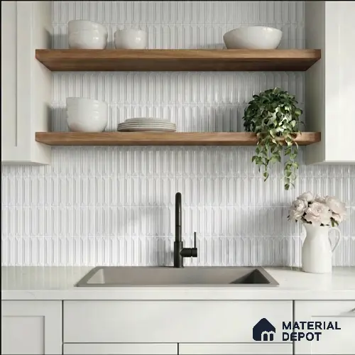 Faux Kitkat Subway Wall Tile TL 11306 Prism Arrow 1 ft x 1 ft Ceramic Glossy Finish Tile - 10 mm | Suitable For Bathroom, Balcony & Kitchen Backsplash