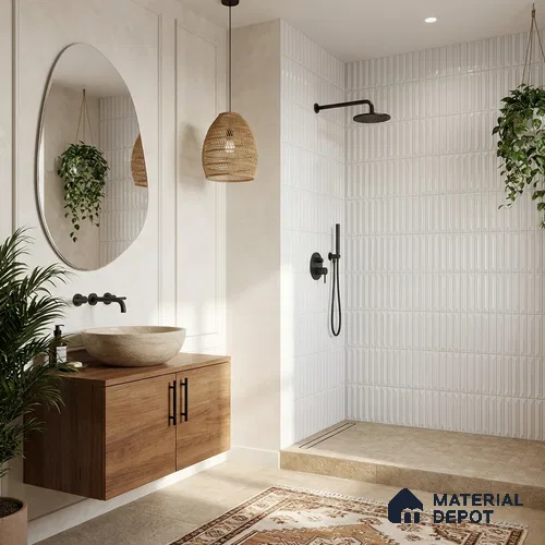 Faux Kitkat Subway Wall Tile TL 11306 Prism Arrow 1 ft x 1 ft Ceramic Glossy Finish Tile - 10 mm | Suitable For Bathroom, Dining Area, Kitchen Backsplash