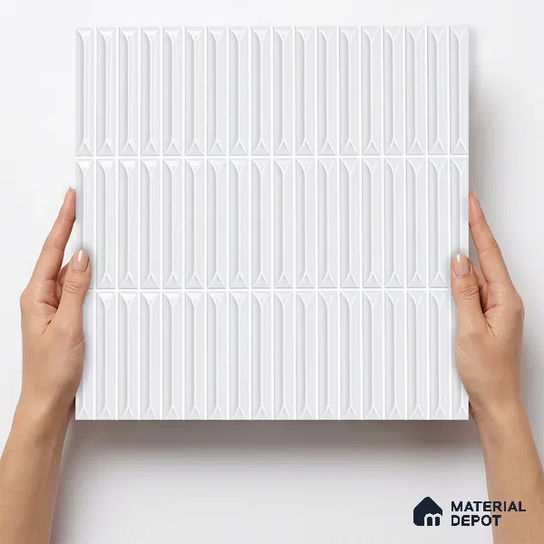 Faux Kitkat Subway Wall Tile TL 11306 Prism Arrow 1 ft x 1 ft Ceramic Glossy Finish Tile - 10 mm | Suitable For Bathroom, Dining Area, Kitchen Backsplash
