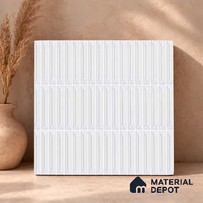 Faux Kitkat Subway Wall Tile TL 11306 Prism Arrow 1 ft x 1 ft Ceramic Glossy Finish Tile - 10 mm | Suitable For Bathroom, Dining Area, Kitchen Backsplash