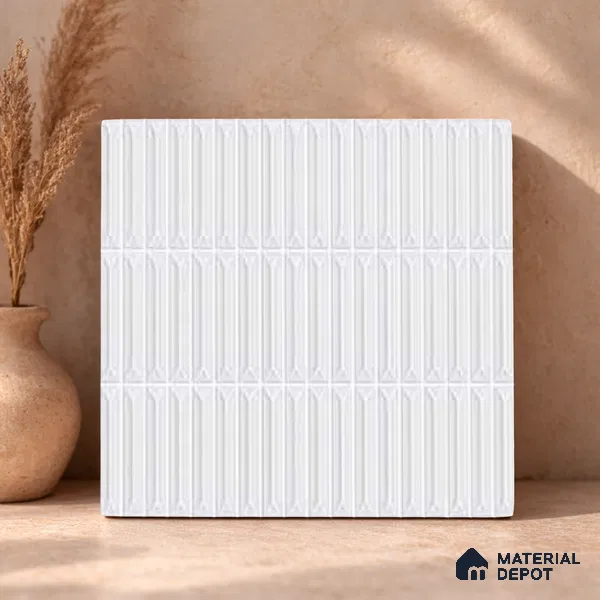 Faux Kitkat Subway Wall Tile TL 11306 Prism Arrow 1 ft x 1 ft Ceramic Glossy Finish Tile - 10 mm | Suitable For Bathroom, Dining Area, Kitchen Backsplash