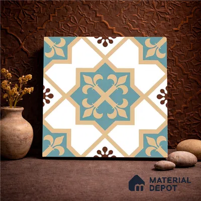Moroccan Wall & Floor Tile TL 11107 Riviera Petal 1 ft x 1 ft Ceramic Matte Finish Tile - 10 mm | Suitable For Kitchen, Bathroom, Balcony