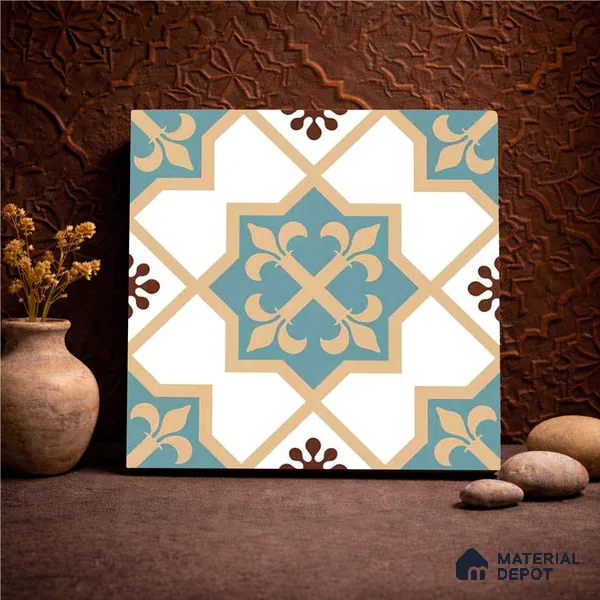 Moroccan Wall & Floor Tile TL 11107 Riviera Petal 1 ft x 1 ft Ceramic Matte Finish Tile - 10 mm | Suitable For Kitchen, Bathroom, Balcony