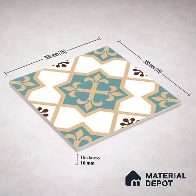 Moroccan Wall & Floor Tile TL 11107 Riviera Petal 1 ft x 1 ft Ceramic Matte Finish Tile - 10 mm | Suitable For Kitchen, Bathroom, Balcony