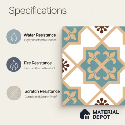 Moroccan Wall & Floor Tile TL 11107 Riviera Petal 1 ft x 1 ft Ceramic Matte Finish Tile - 10 mm | Suitable For Kitchen, Bathroom, Balcony