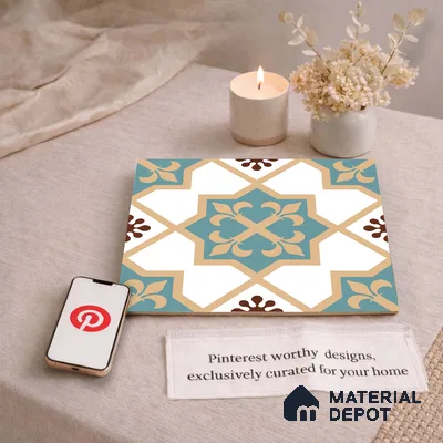 Moroccan Wall & Floor Tile TL 11107 Riviera Petal 1 ft x 1 ft Ceramic Matte Finish Tile - 10 mm | Suitable For Kitchen, Bathroom, Balcony