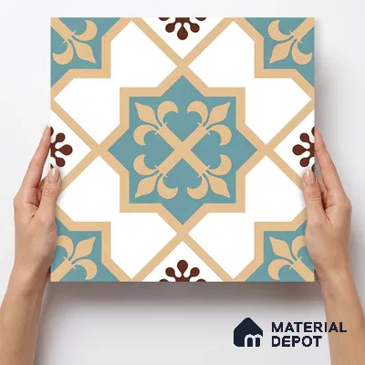 Moroccan Wall & Floor Tile TL 11107 Riviera Petal 1 ft x 1 ft Ceramic Matte Finish Tile - 10 mm | Suitable For Kitchen, Bathroom, Balcony