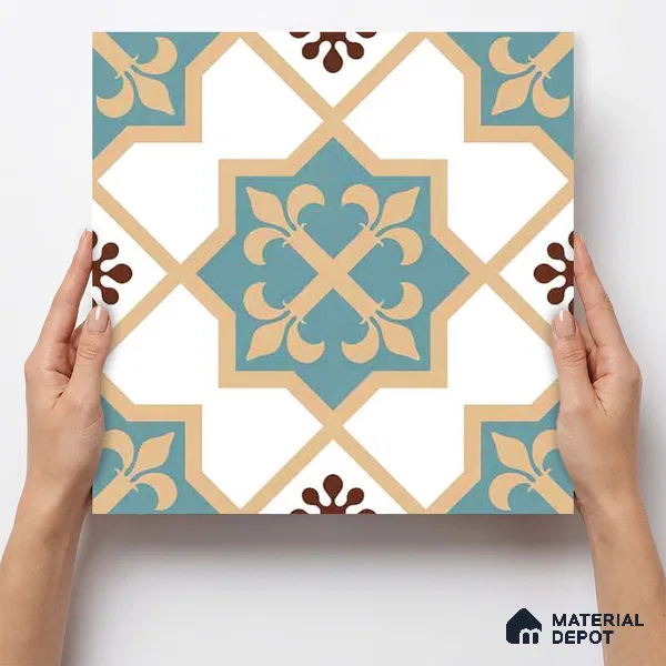 Moroccan Wall & Floor Tile TL 11107 Riviera Petal 1 ft x 1 ft Ceramic Matte Finish Tile - 10 mm | Suitable For Kitchen, Bathroom, Balcony